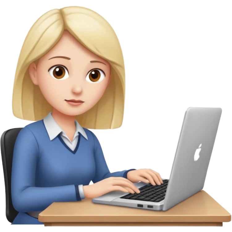 a lady intently working at her desk, with a keyboard and a laptop in front of her emoji