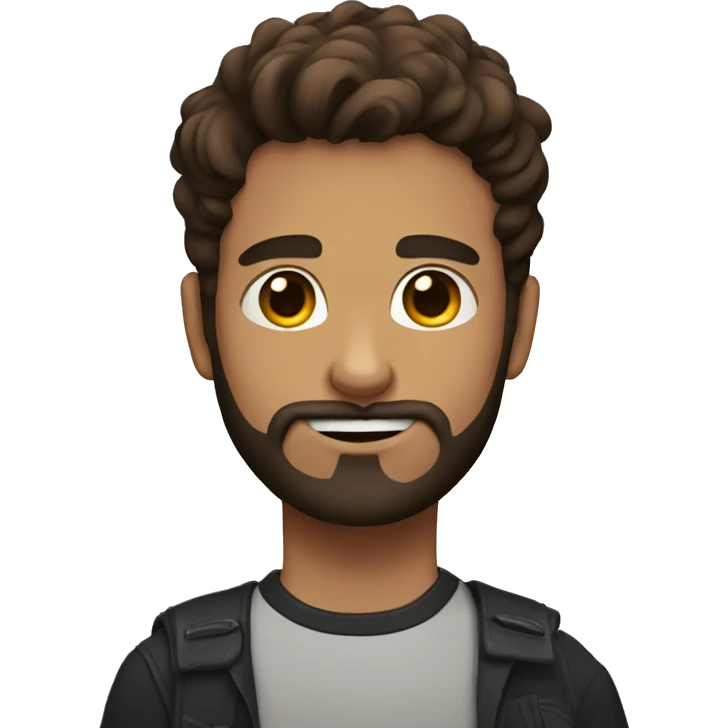 boy with beard and brown hair cruly with black cat emoji