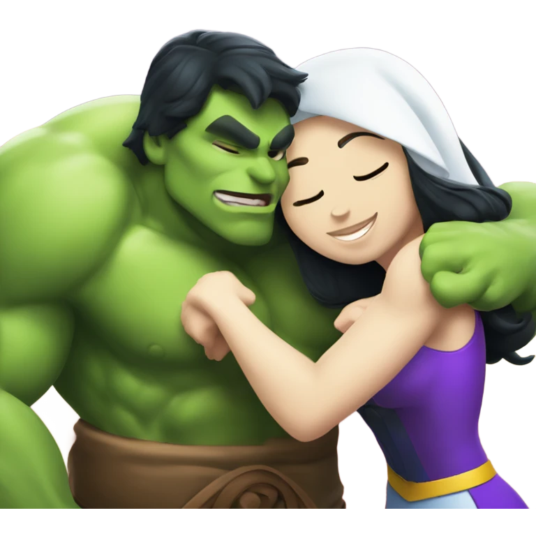 Raphael ninja hulk and Disney Snow White hugging emoji