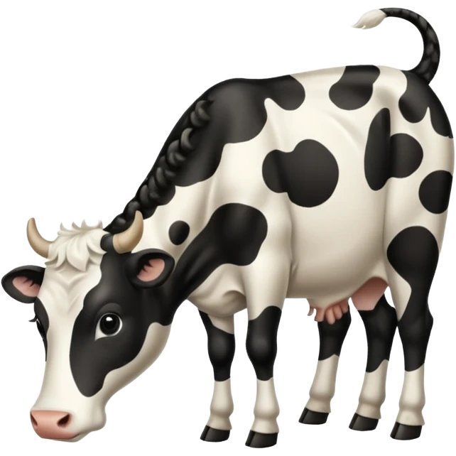 realistic white and black spotted cow tail slight curl at the end emoji