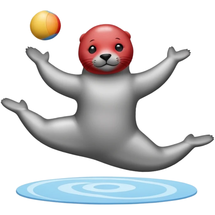 A seal performing gymnastics and juggling on ice emoji