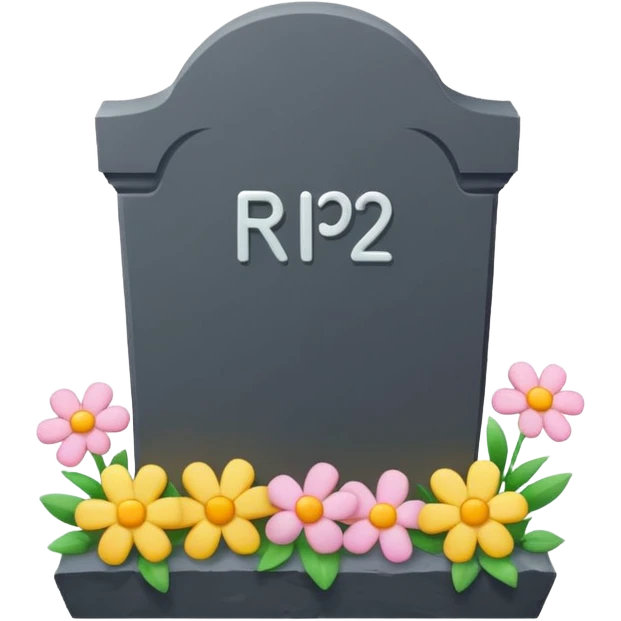 Cute emoji illustration of a tombstone with text "RIP 20’s", small flowers, ironic and playful mood, pastel colors, minimal flat emoji style, clean background, high resolution, suitable for WhatsApp profile and print emoji