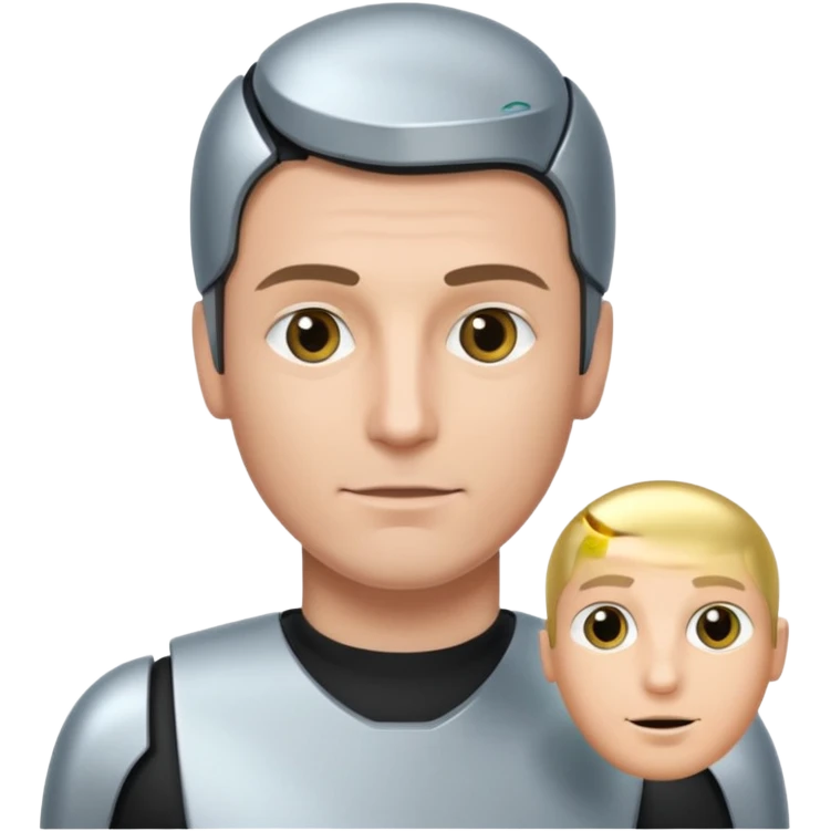 a man with a small AI chip next to him emoji