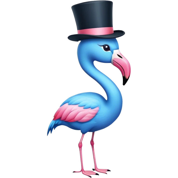 blue flamingo with a top hat emoji