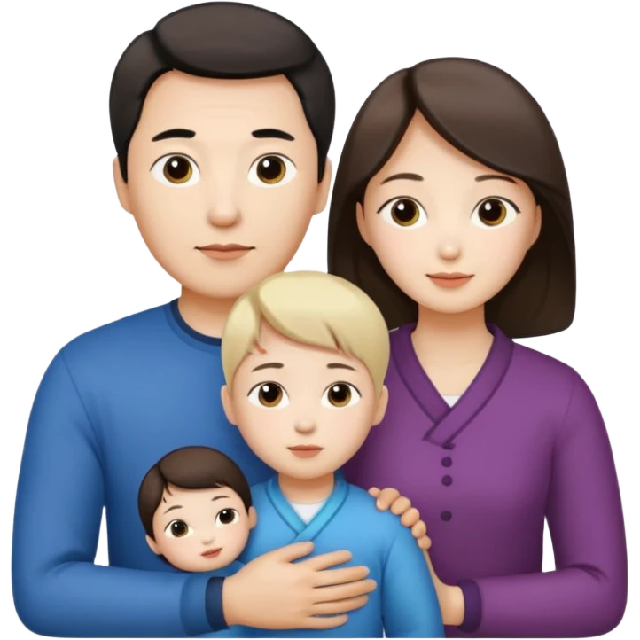 Family korean male x russian female + kid emoji
