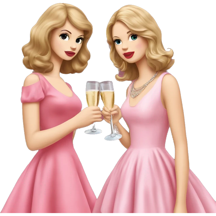 Lana del Rey & Taylor Swift drinking champagne pink dress emoji