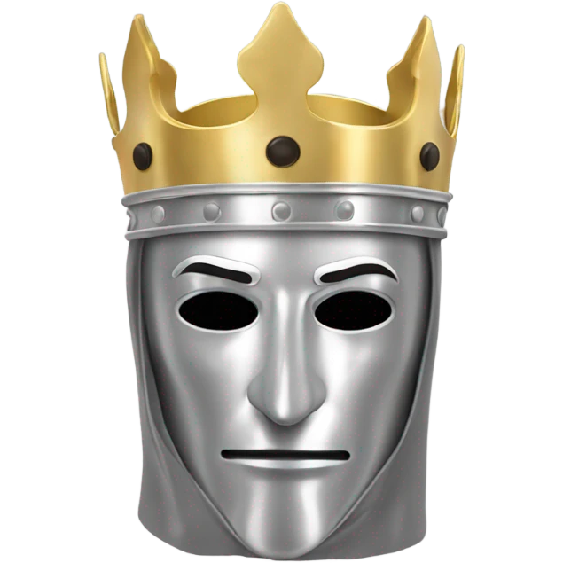 king baldwin IV in silver full face mask up with hand out emoji
