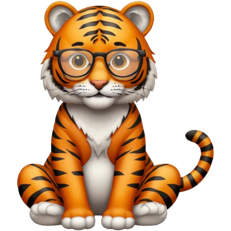 full body of tiger wear glasses emoji