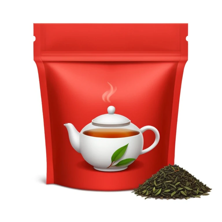 iPhone emoji icon of Pu-erh tea in packaging, red background emoji