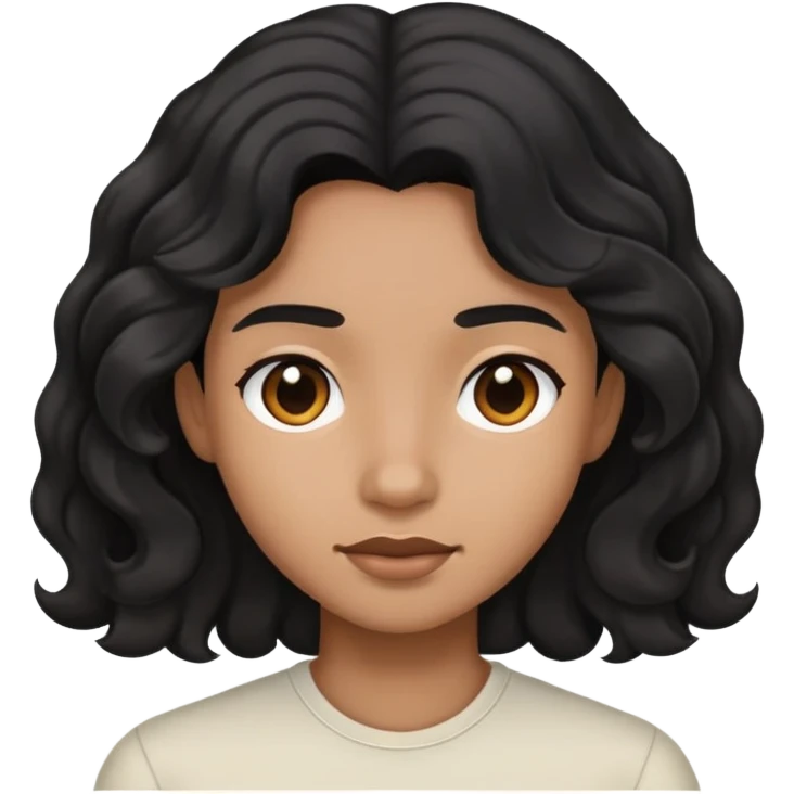 Pessoa com cabelo preto e ondulado  emoji