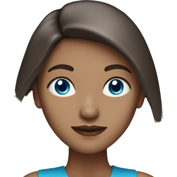 White Woman with blue eyes and long darkbrown sleek hair emoji