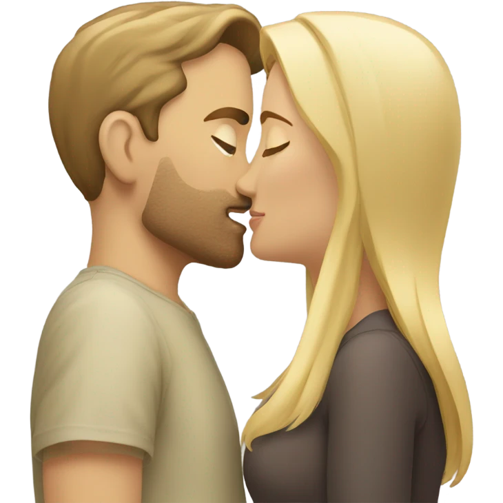 Caucasion male kissing blonde woman  emoji