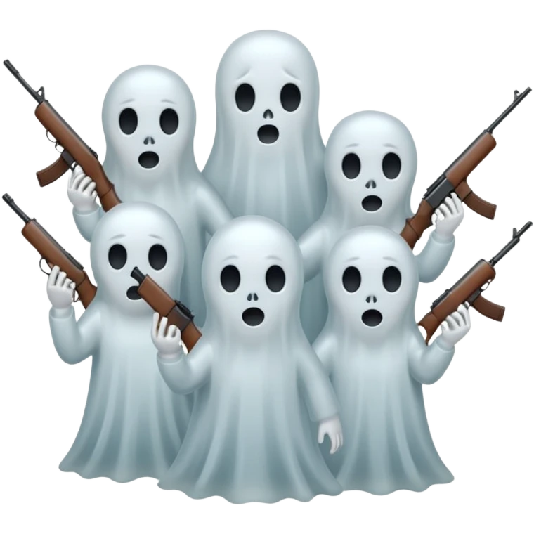 Fantasmas con un fusil y haciendo está señas con la mano 🤙 emoji