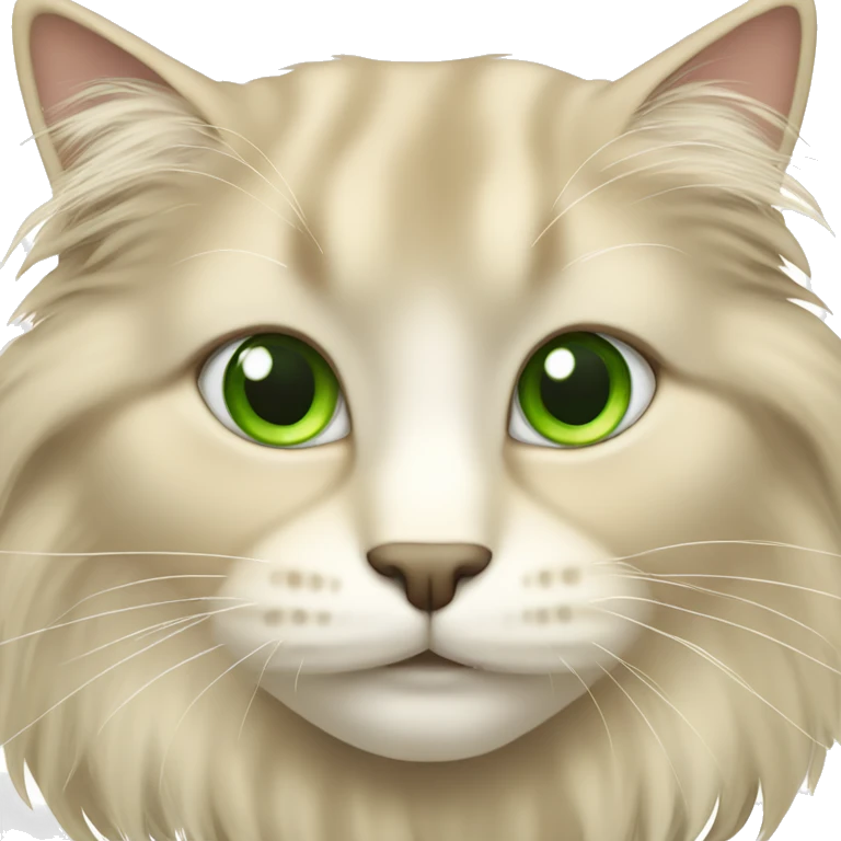 Long hair fluffy beige cat with green eyes emoji