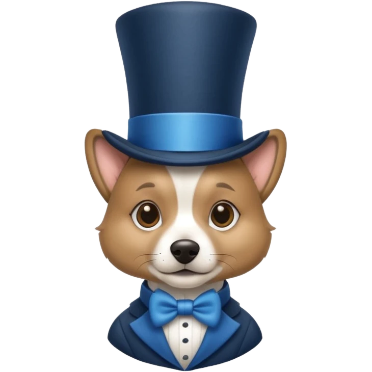 fancy dog with blue hair, wearing hat emoji