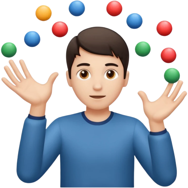 person mimicking juggling with hands in front of them but without the balls emoji