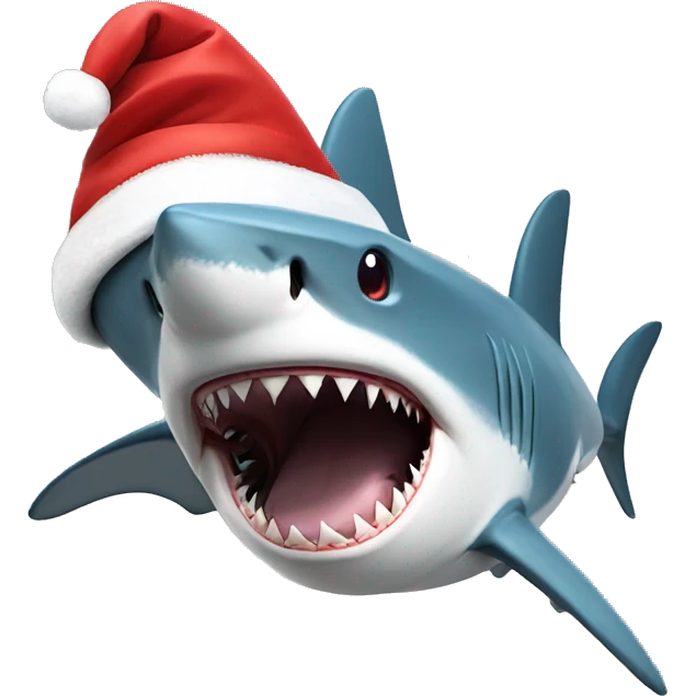 Shark with santa hat emoji