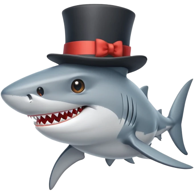 Shark with a top hat emoji