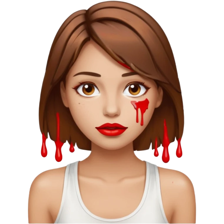 Brown Hair Woman , white paint , drip, face, hot  Sexy, lips emoji