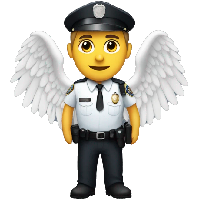 A White Police man with ANGEL WINGS emoji
