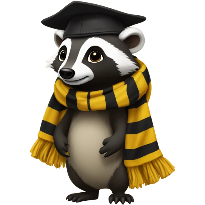 Badger wearing hufflepuff scarf and hat Hogwarts  emoji