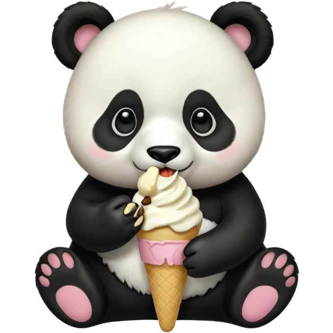 Panda eating ice cream emoji