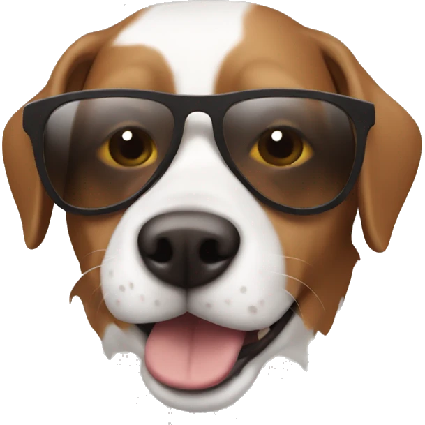 brown and white dog wearing sunglasses  emoji