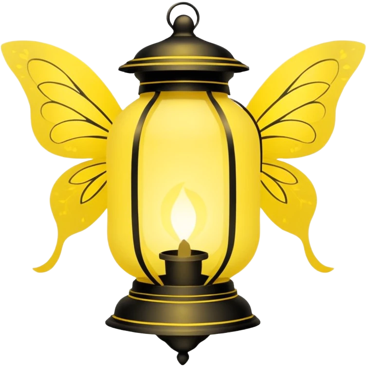 Yellow lantern with silhouette of a fairy inside  emoji