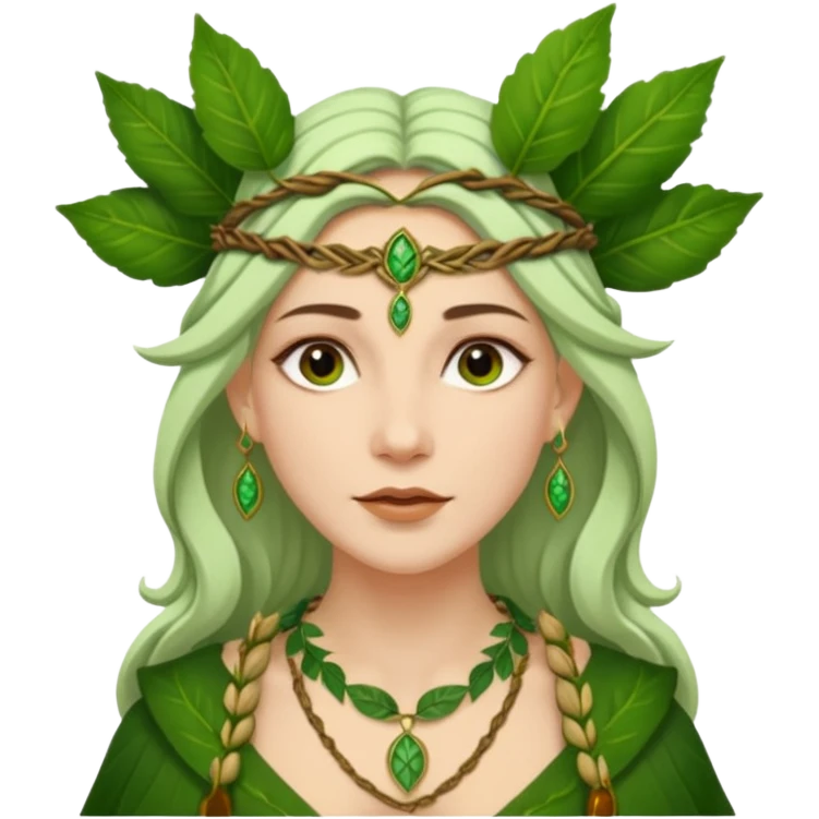 Leaf-necklace druid queen emoji