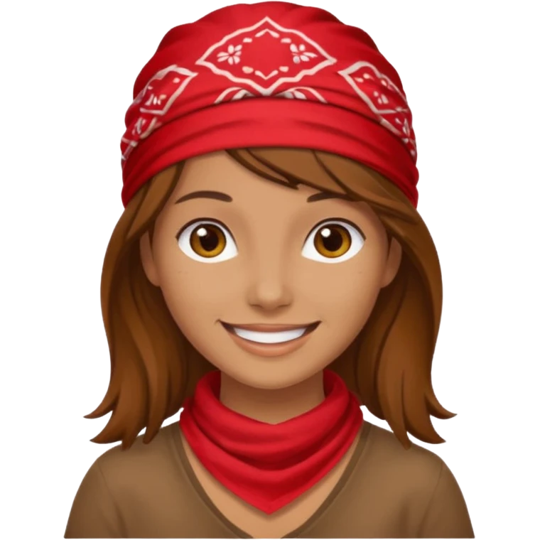 brown haired woman with wearing red bandana emoji