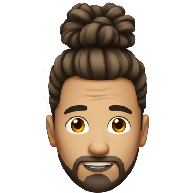 Guy with a man bun on the top and the sides is a fade he allso have a big nose he have brown hair and he is not so white emoji
