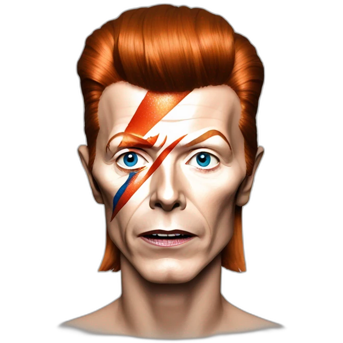 david bowie with makeup lighting and makeon on cheeks emoji