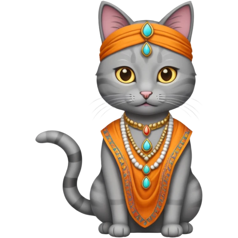 grey cat wearing indian clothes emoji