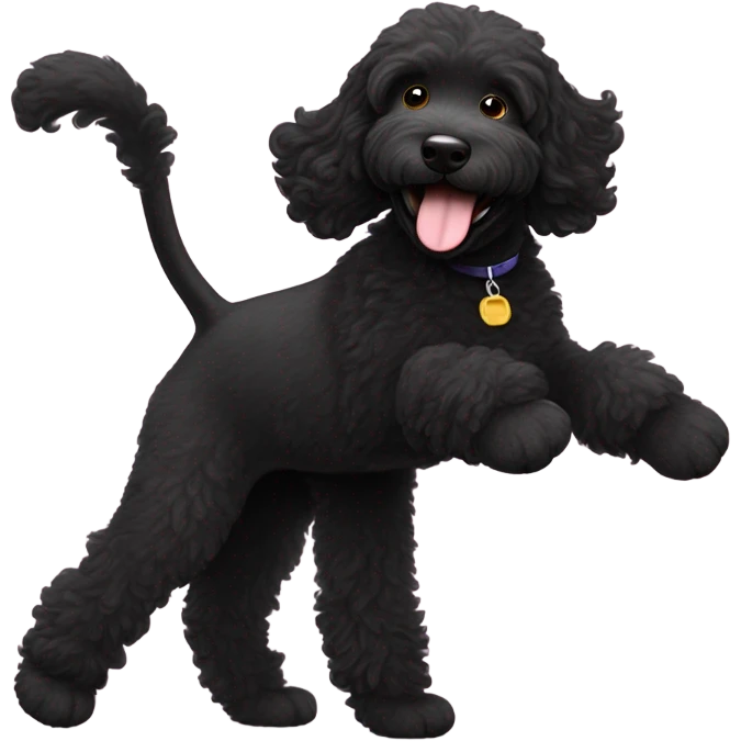 Black Labradoodle dancing  emoji