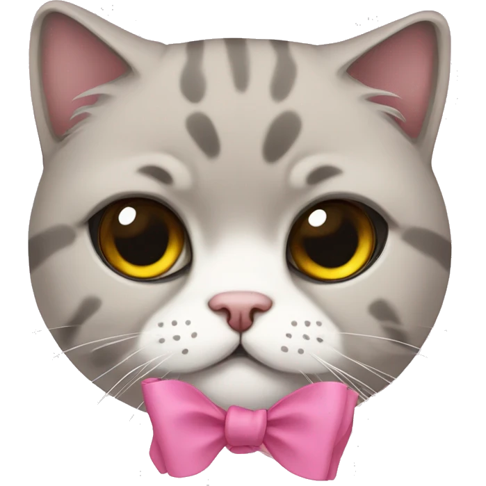 Scottish fold cat with pink bow emoji
