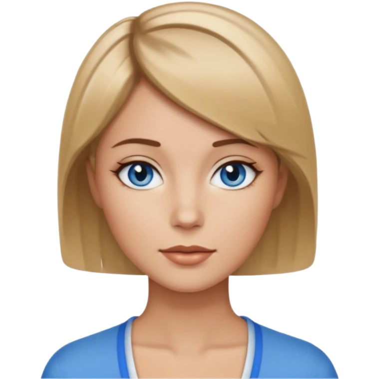 frau braune kurze Haare mit blonden spitzne, blaue Augen emoji