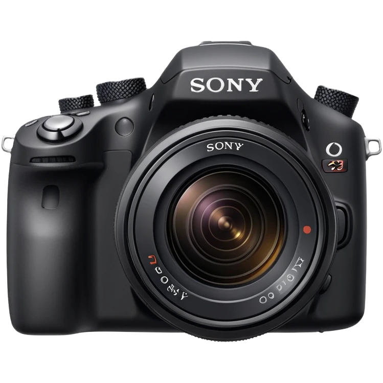 Simple DSLR camera, minimal details, basic shape of a Sony camera, clean design emoji