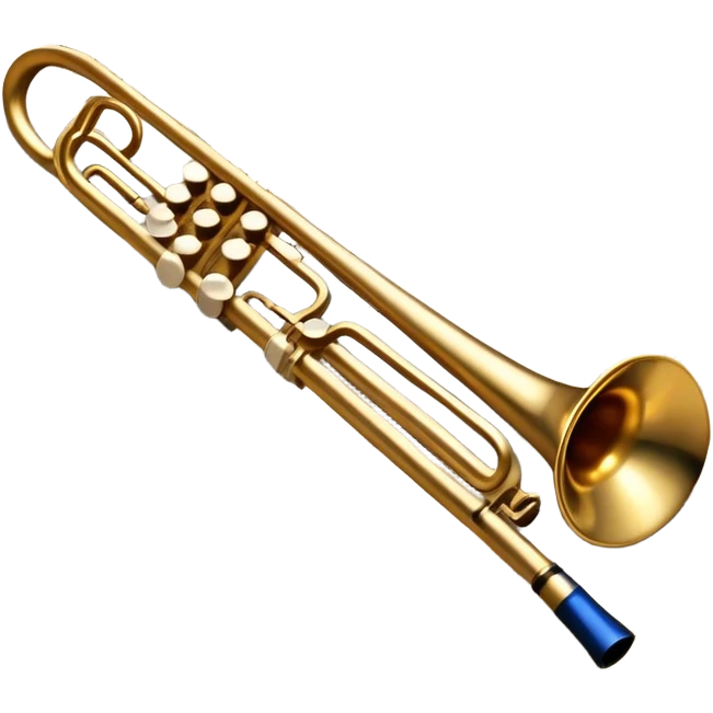 Create an elegant and artistic emoji that represents music arrangement and orchestration. The design should feature a conductor's baton, musical scores, and various orchestral instruments (e.g., violin, trumpet, flute). Incorporate flowing lines to represent harmony and orchestral balance, along with a subtle representation of sheet music. Use rich, classical colors like gold, silver, or deep blue, and create an atmosphere of sophistication and precision. The background should be transparent. emoji