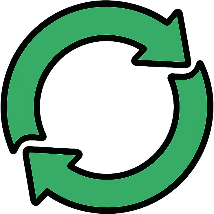 A circular arrow icon, recycling symbol emoji