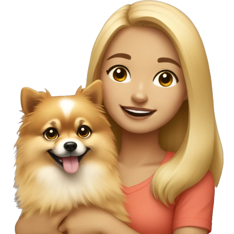 light-skinned-girl-petting-pomeranian emoji