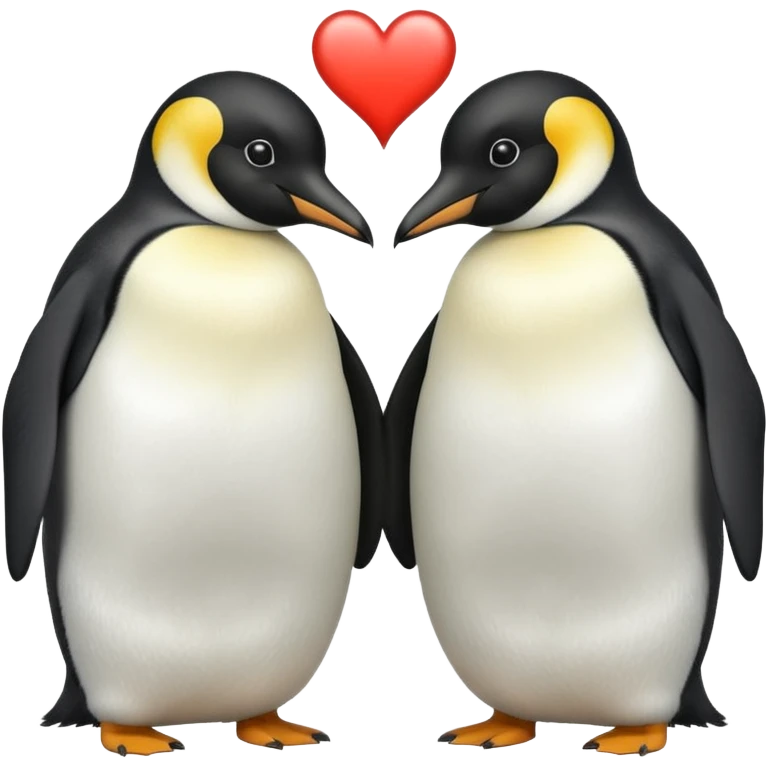 2 emperor penguins facing each other making a heart but no heart emoji emoji