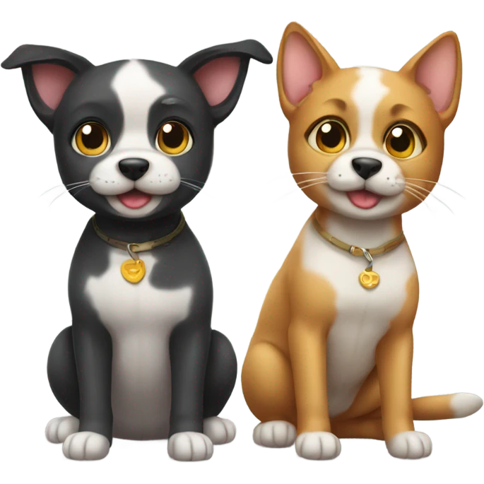 cute dog and cat together fullbody emoji