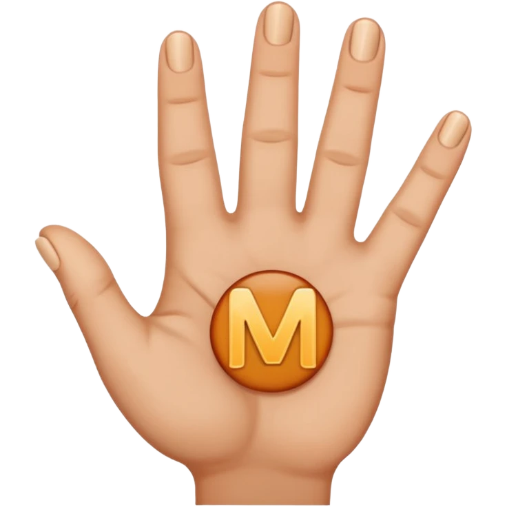 Create downwards facing hand gesture fingers shaped in letter M emoji