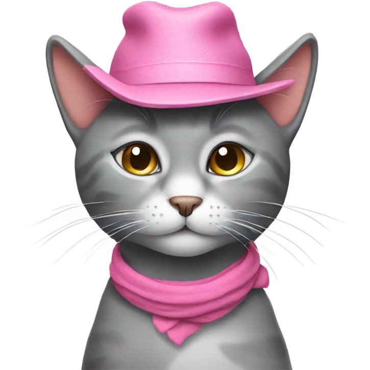 Grey cat with pink hat emoji