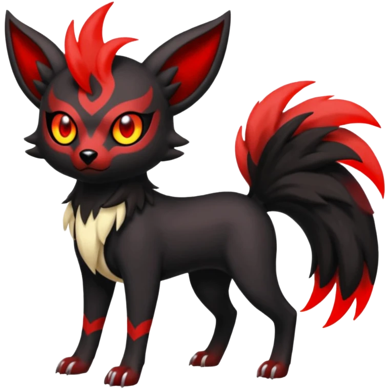 Darkrai-Zorua-Houndoom-Meloetta-Fakémon-creature-hybrid-fusion, full body emoji
