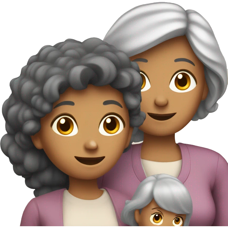 a family of a grandmother, a mother, two adult daughters and a cat emoji