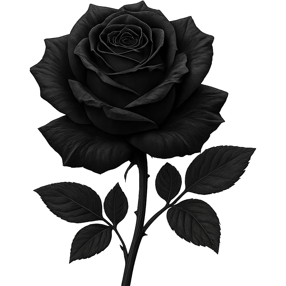 a black rose, detailed petals, gothic aesthetic, dark and elegant emoji