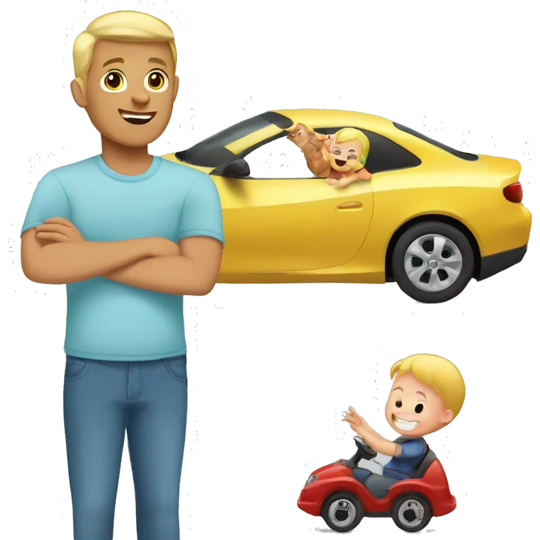 blonde dad plays cars with babyson emoji
