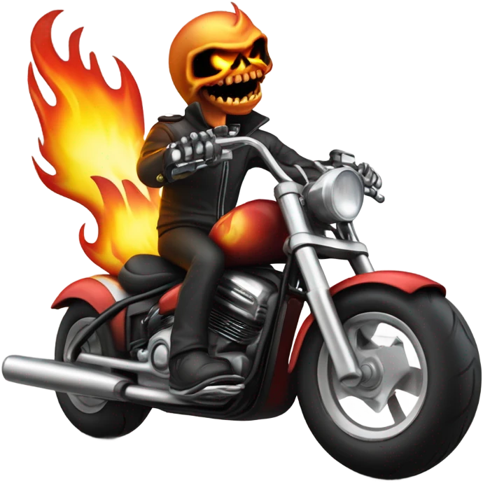 Flaming Skull Riding A Motorcycle emoji