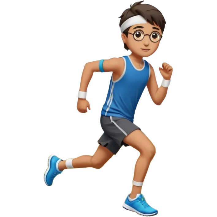 Harry Potter is in sports clothes doing morning exercises, he is in the field before his magic school emoji